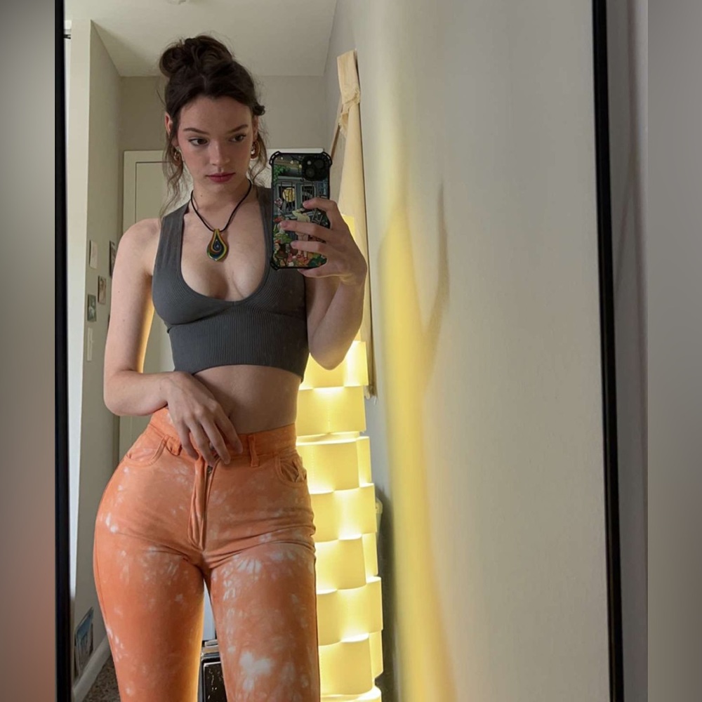 The die orange straight leg pants